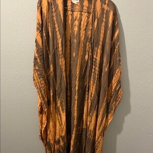 Pink Haley Orange and Brown Tie-Dye Kimono